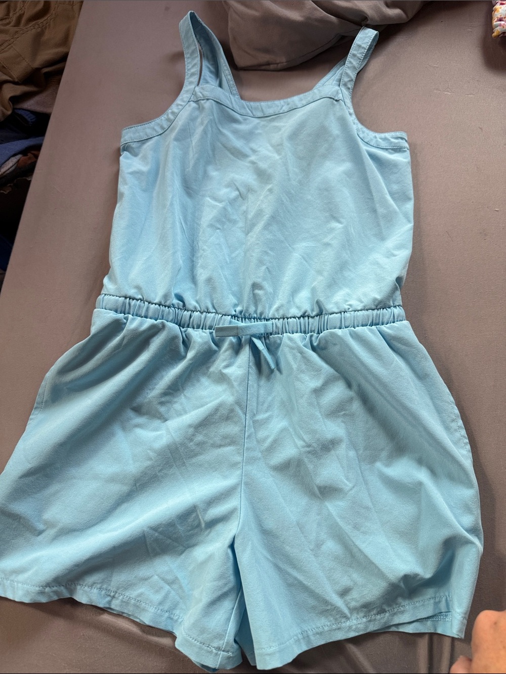 all in motion Light Blue Girls' Cotton Romper with Drawstring